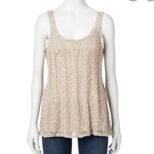 PINK REPUBLIC Ivory Knit Crochet Sweater Tank Top XS